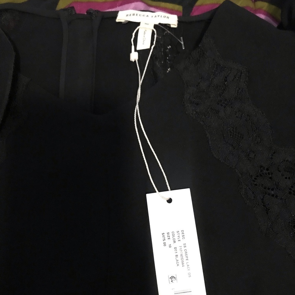 Rebecca Taylor Short Sleeve Crepe Lace Dress - Picture 5 of 8